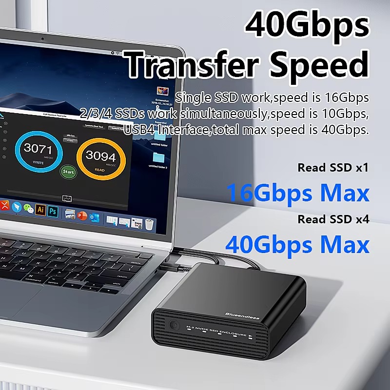 Aluminum M2 4-Bay USB4 Externa - Case Fans 评论和价格